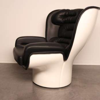 Elda lounge chair fiberglass white black leather iconic (3)