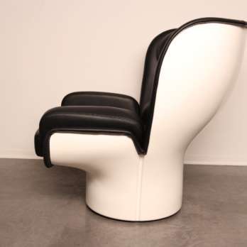 Elda lounge chair fiberglass white black leather iconic (4)