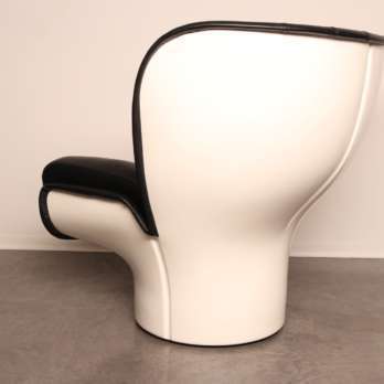 Elda lounge chair fiberglass white black leather iconic (5)