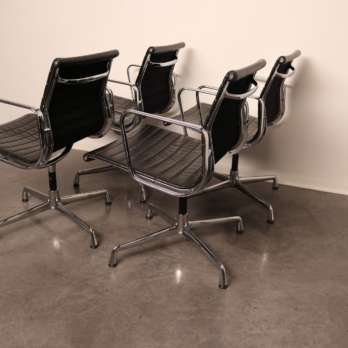 Office chairs Aluminium Chairs EA 108 black leather (2)