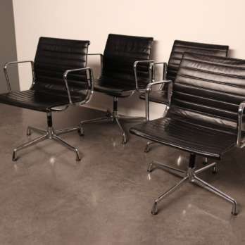 Office chairs Aluminium Chairs EA 108 black leather (5)