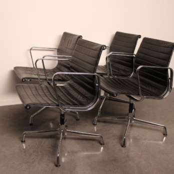 Office chairs Aluminium Chairs EA 108 black leather (6)