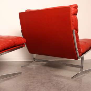 red leather loung chair rare iconic design Danish (1)