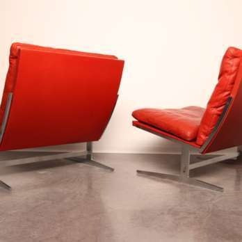 red leather loung chair rare iconic design Danish (3)