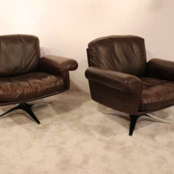 Swiss quality leather sofa group brown patinated (7)