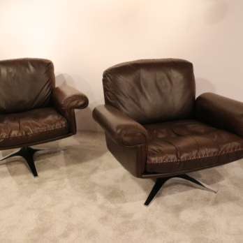 Swiss quality leather sofa group brown patinated (9)